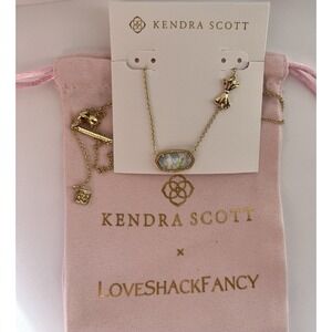 🩵Kendra Scott X Love Shack Fancy Elisa Blue Blooming Heirloom Necklace New 🎀